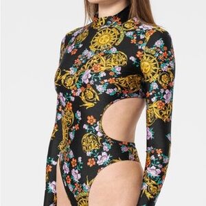 VERSACE JEANS COUTURE “SUNFLOWER GARLAND” CUTOUT BODYSUIT, IT/40 US/4